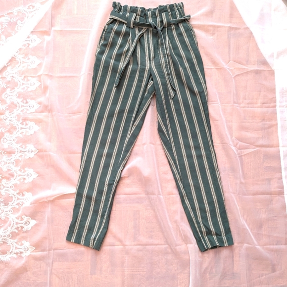 ❤️XS Green stripe high waisted pants - Picture 1 of 8